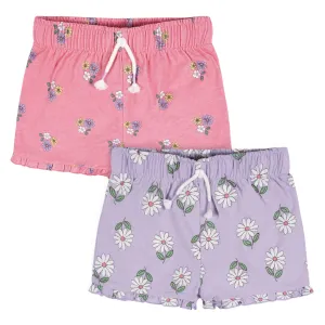 2-Pack Infant & Toddler Girls Pink Floral Pull-On Shorts