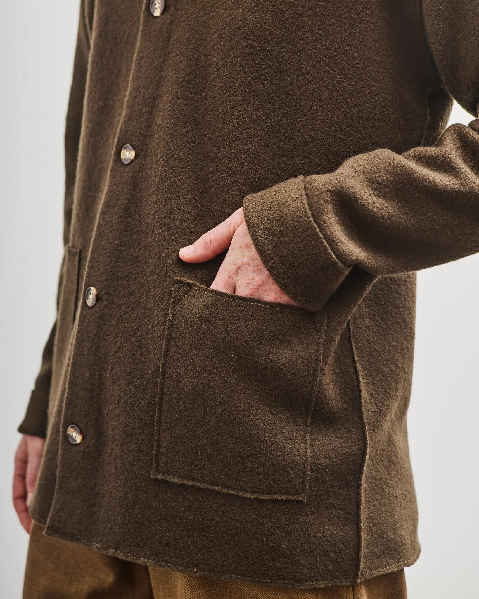 7115 by Szeki Boiled Wool Chore Shirt Jacket, Olive