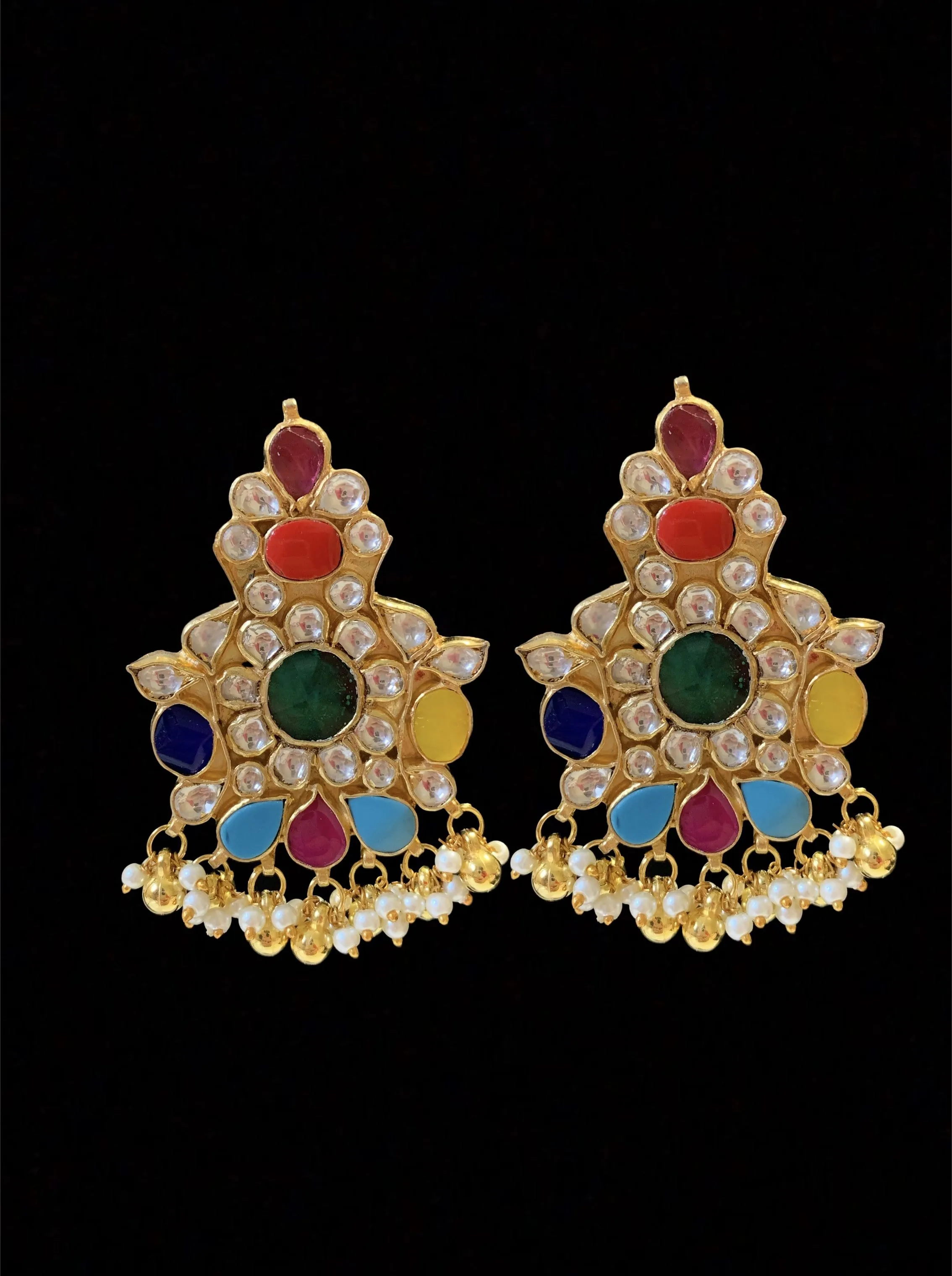 Amrutha Kundan navratan earrings ( READY TO SHIP)