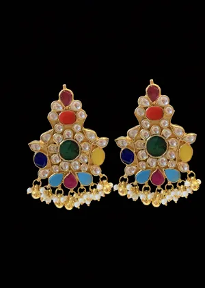 Amrutha Kundan navratan earrings ( READY TO SHIP)