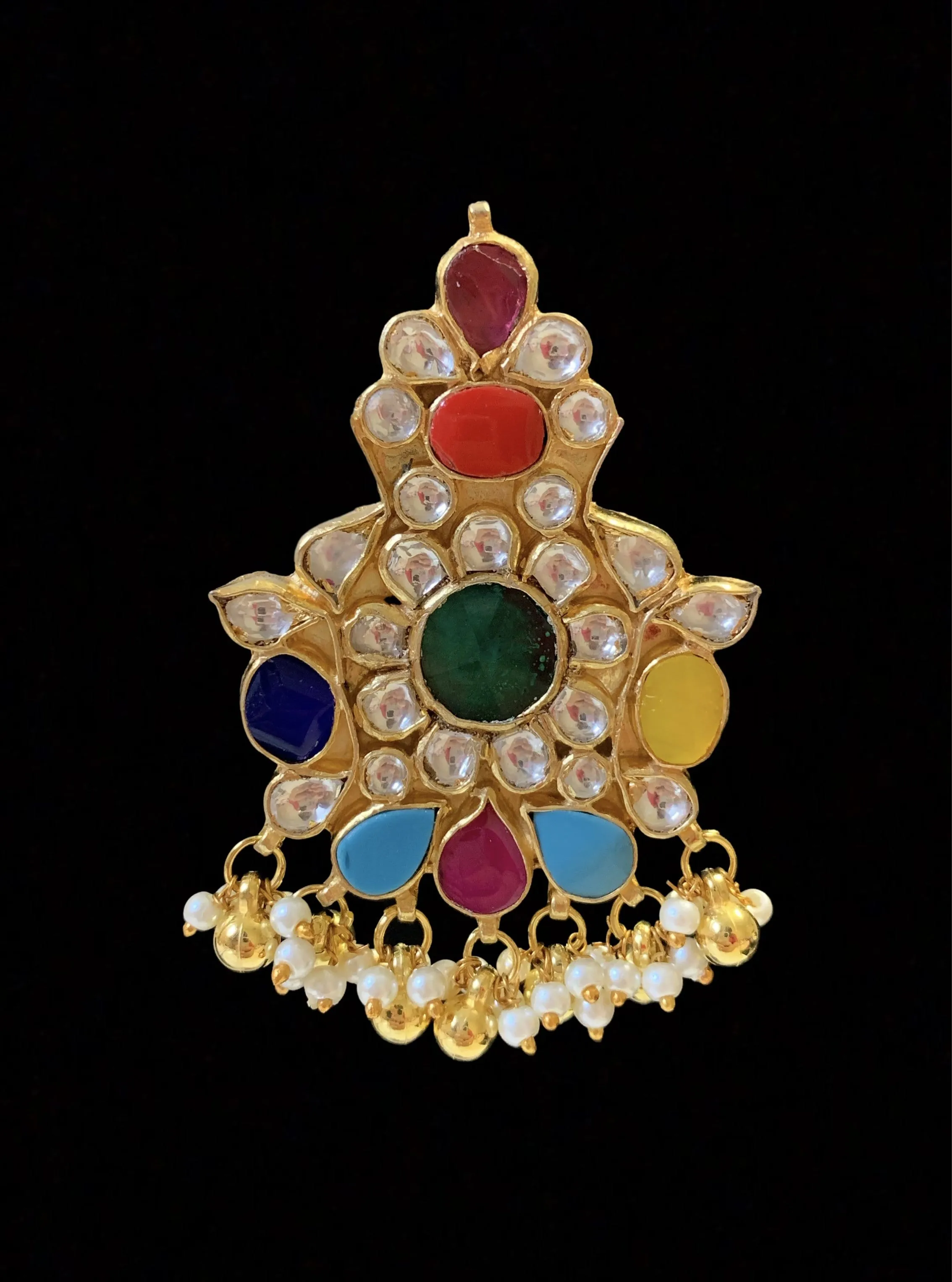 Amrutha Kundan navratan earrings ( READY TO SHIP)