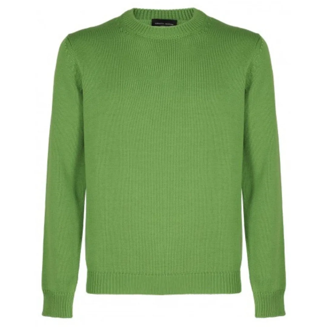 Apple Green Merino Knit Crewneck Sweater