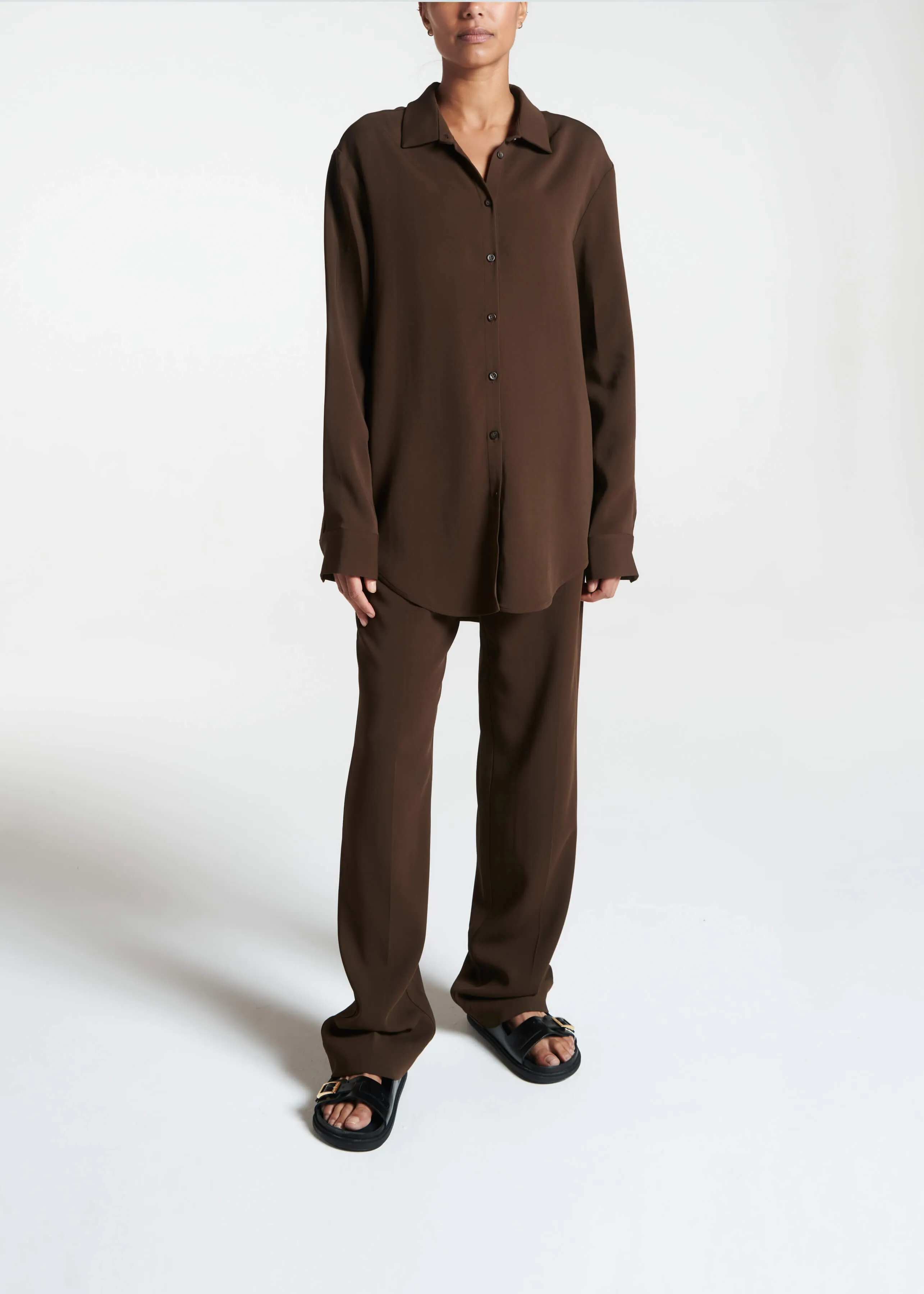 Aurelia Trouser Coffee Viscose Crepe