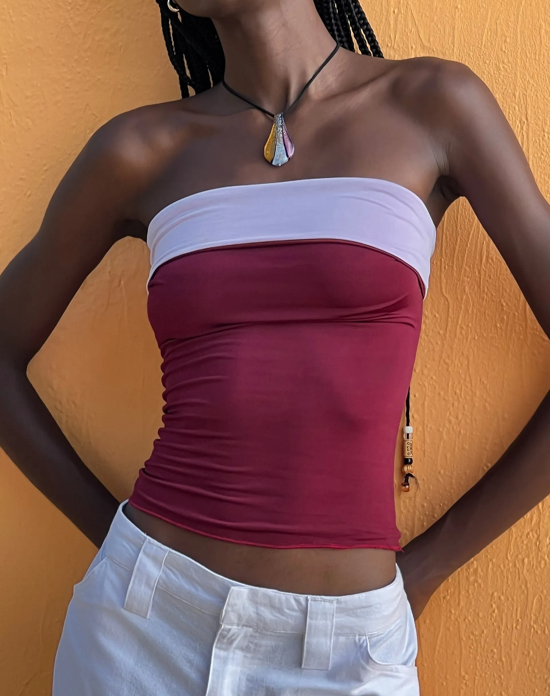 Brylee Bandeau Crop Top in Wine Lilac