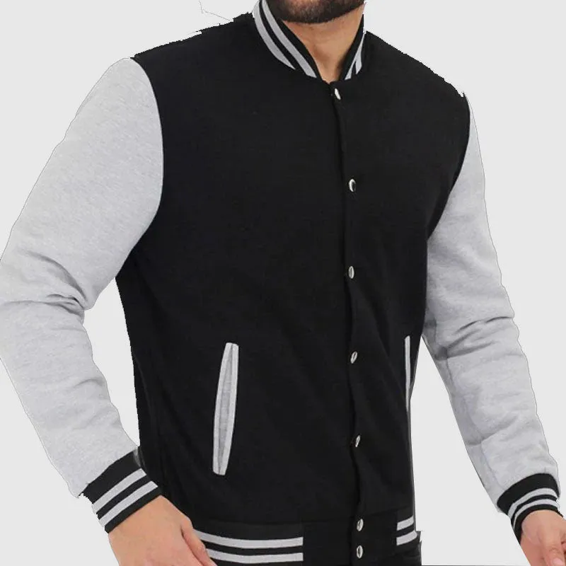 Buy Unique Style Varsity Baseball Black and Grey Letterman Jacket