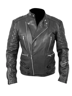 Cafe Racer Quilted Style Genuine Leather Jacket