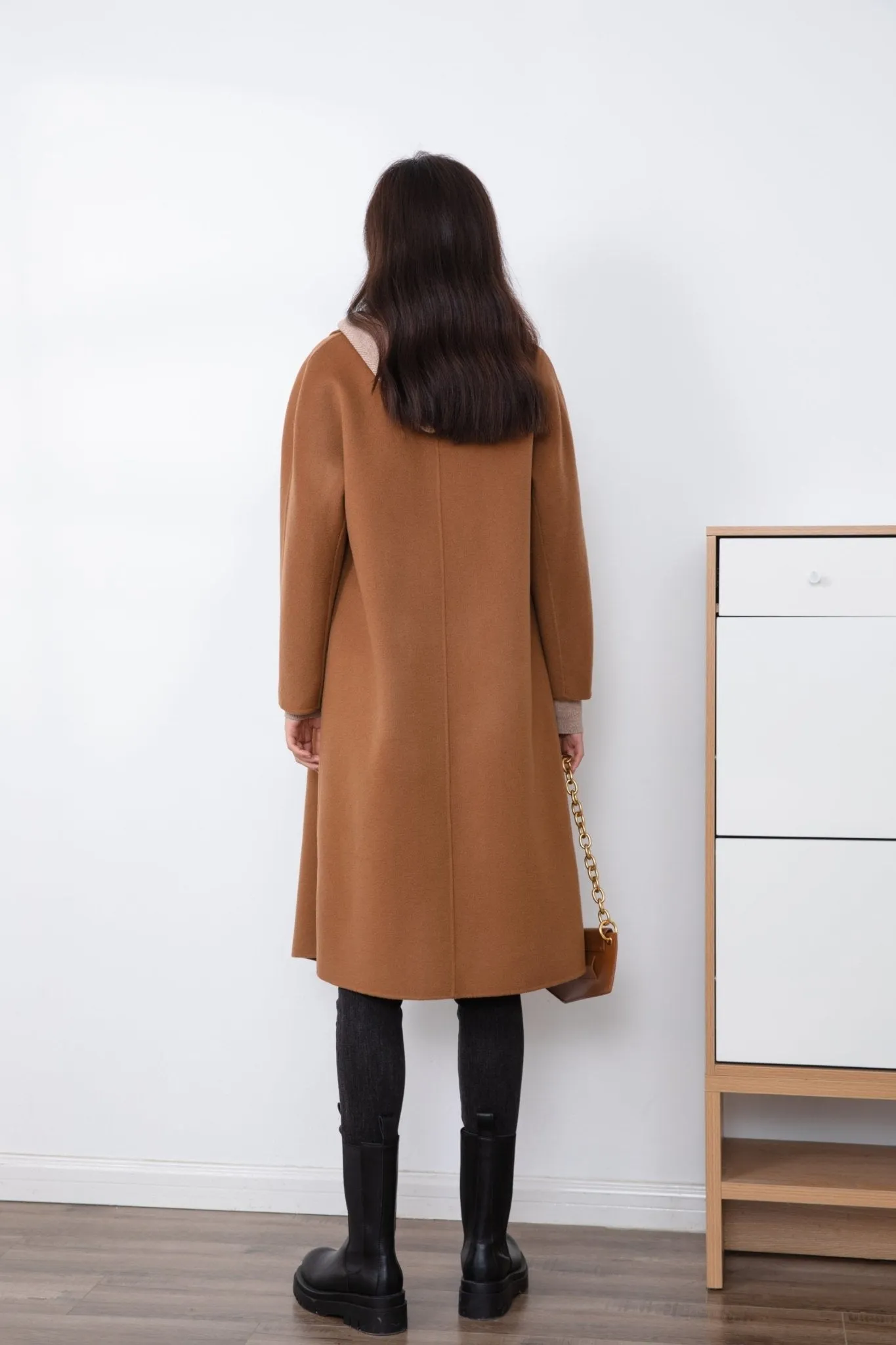 Camel-Colored Wool Overcoats with Relaxed Fit