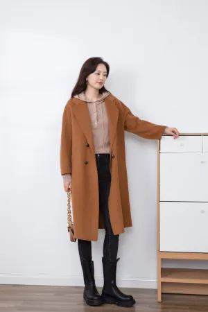 Camel-Colored Wool Overcoats with Relaxed Fit