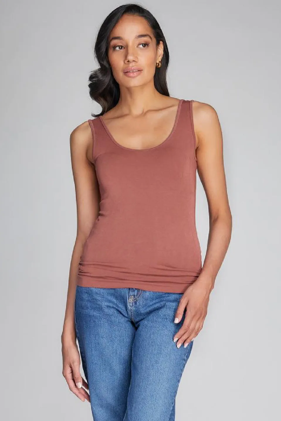 C'est Moi Bamboo Scoop Neck Tank (Chestnut)