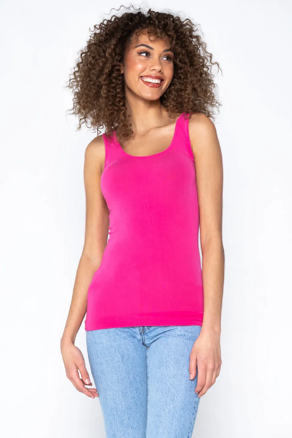 C'est Moi Bamboo Scoop Neck Tank (Fuchsia)