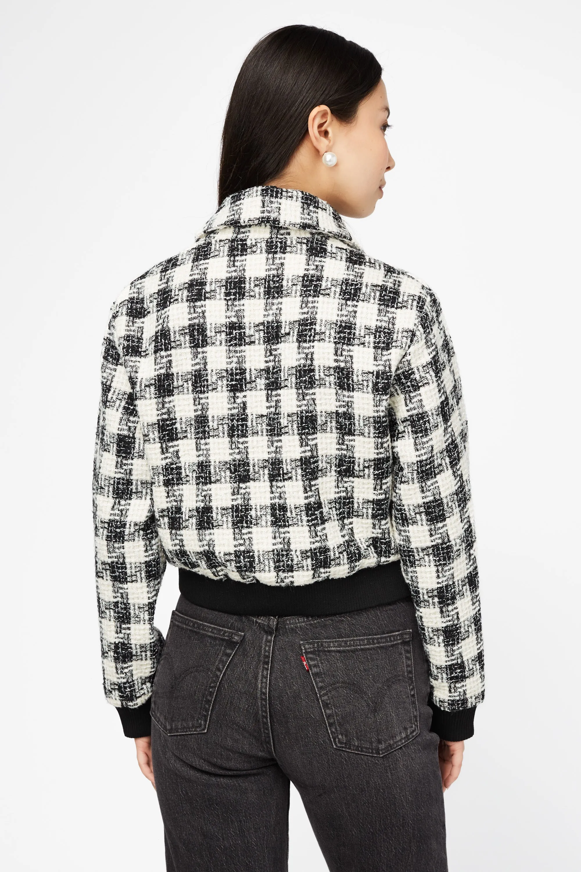 Coco Houndstooth Rhinestone Button Jacket