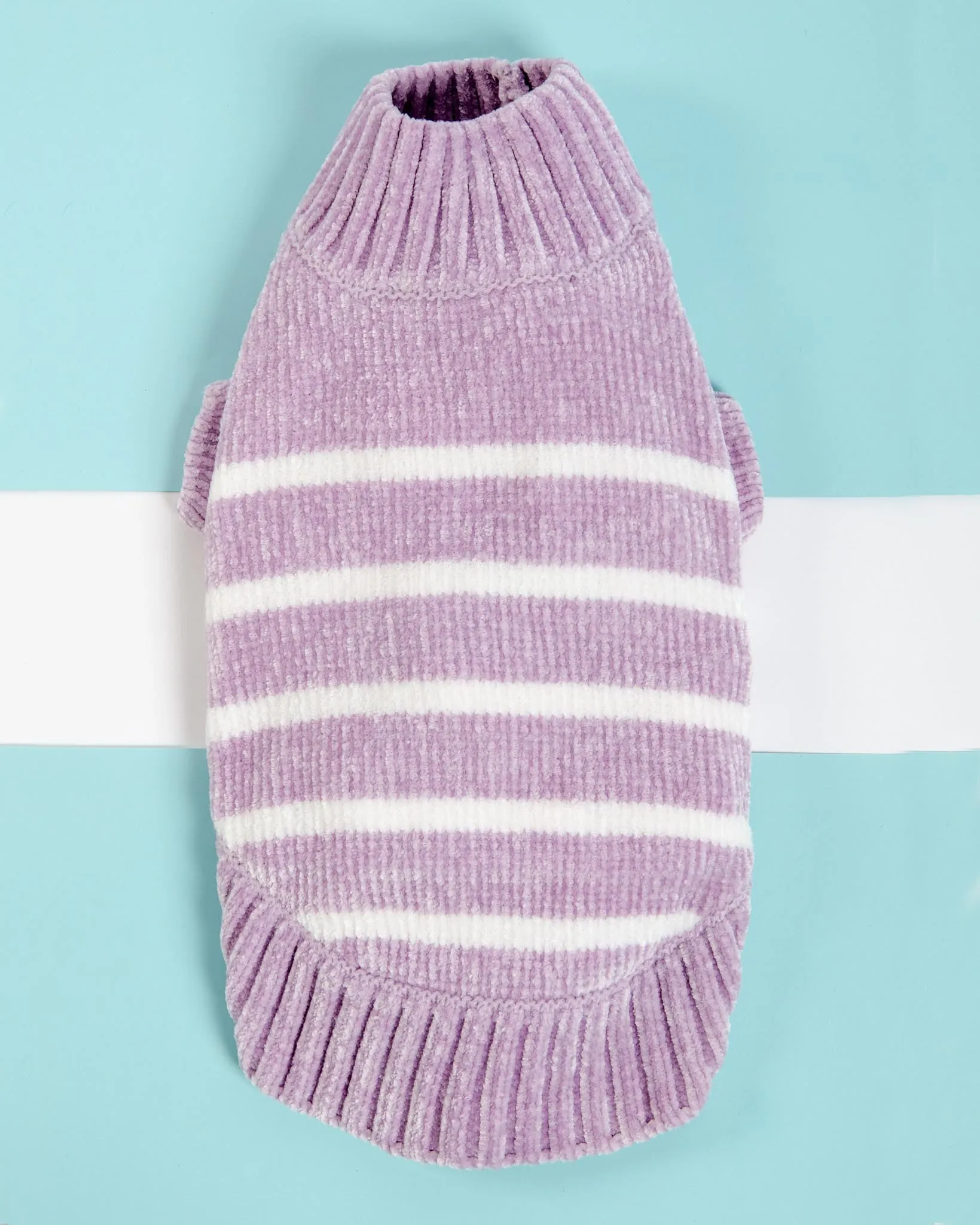 Cozy Soft Chenille Striped Dog Sweater in Lavender Frost (FINAL SALE)