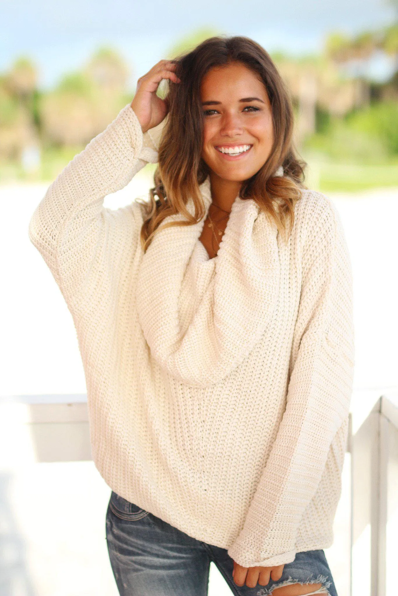 Cream Knit Oversized Sweater