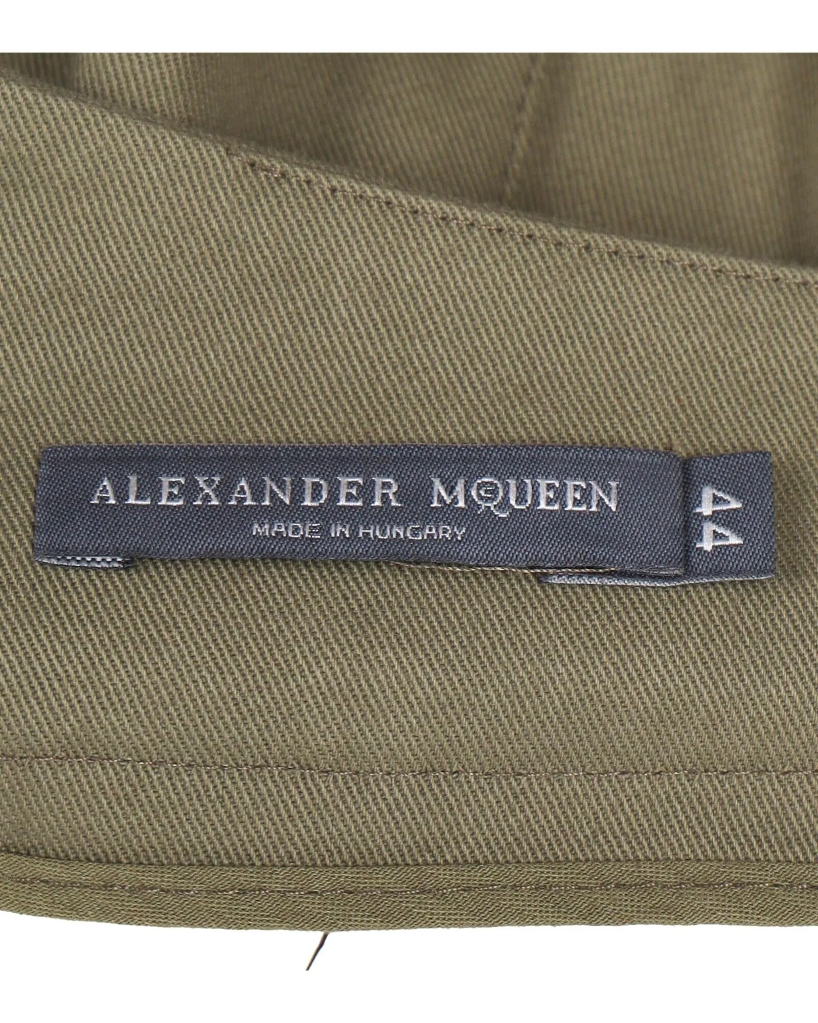 Flared Knee-Length Skirt in Khaki Green Cotton by Alexander McQueen