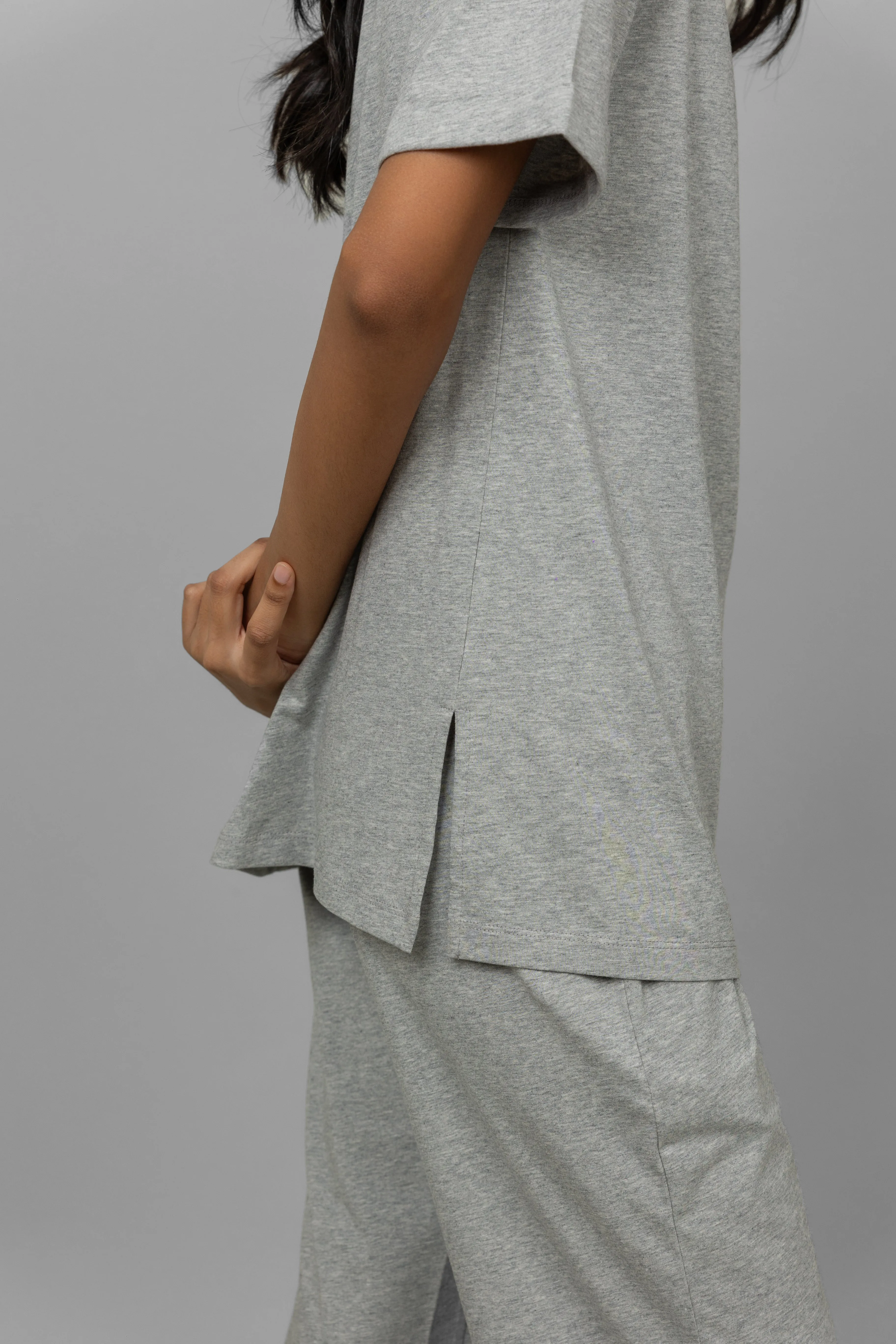 Grey Mélange Long Top