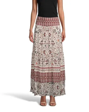 JAKARTA PRINT MAXI SKIRT in BROWN MULTICOLOR