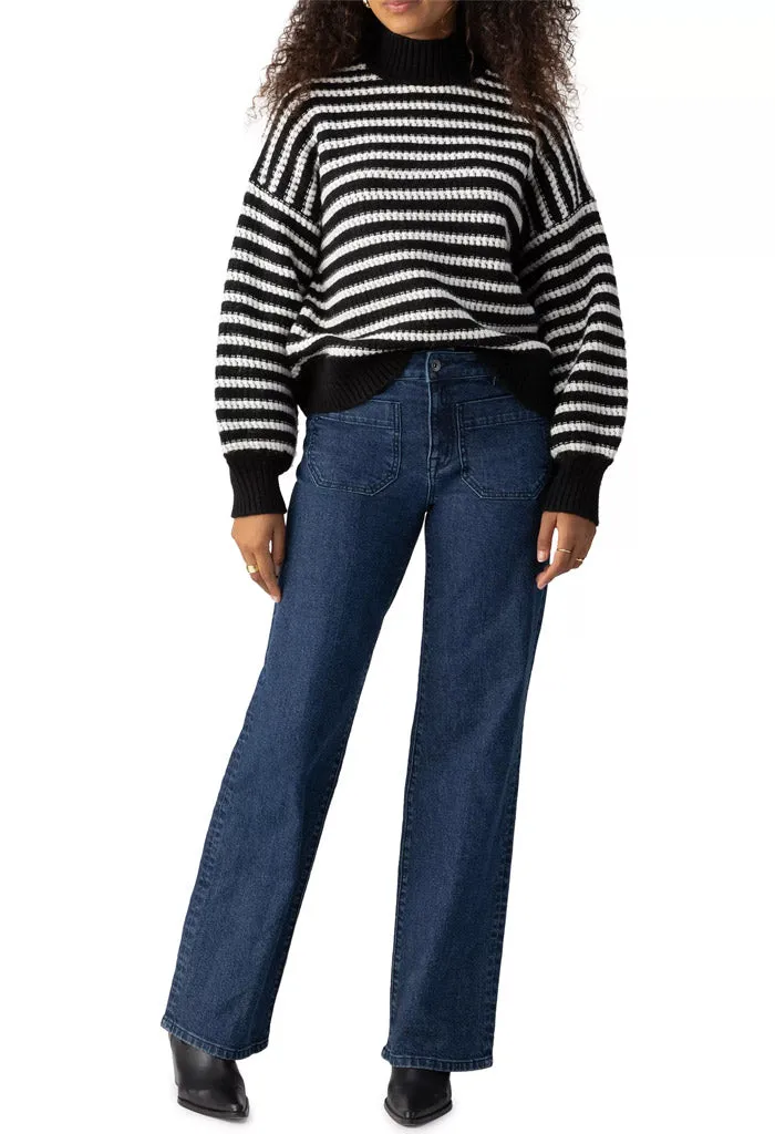 Keep It Chic Stripe Sweater-Black/Chalk Stripe