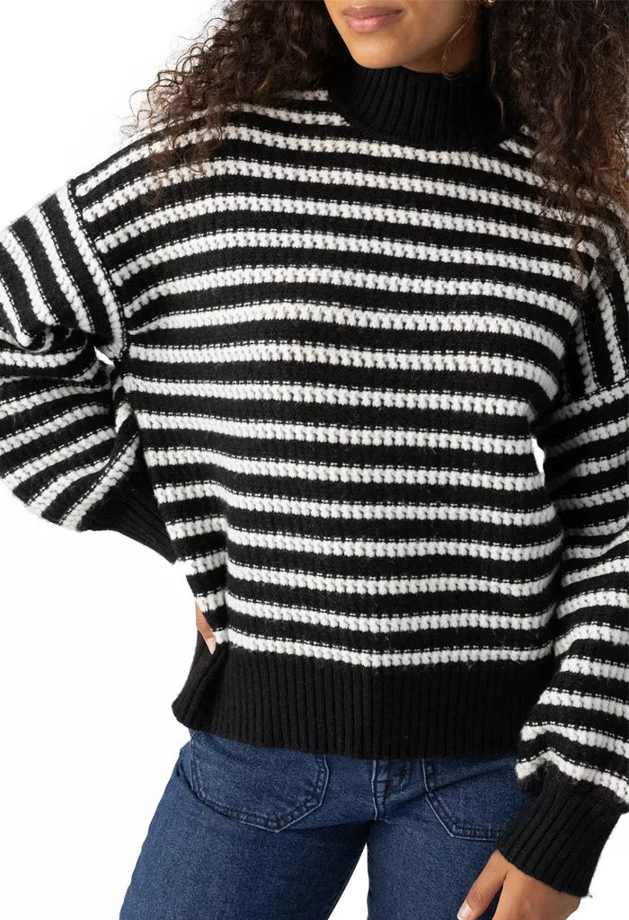 Keep It Chic Stripe Sweater-Black/Chalk Stripe