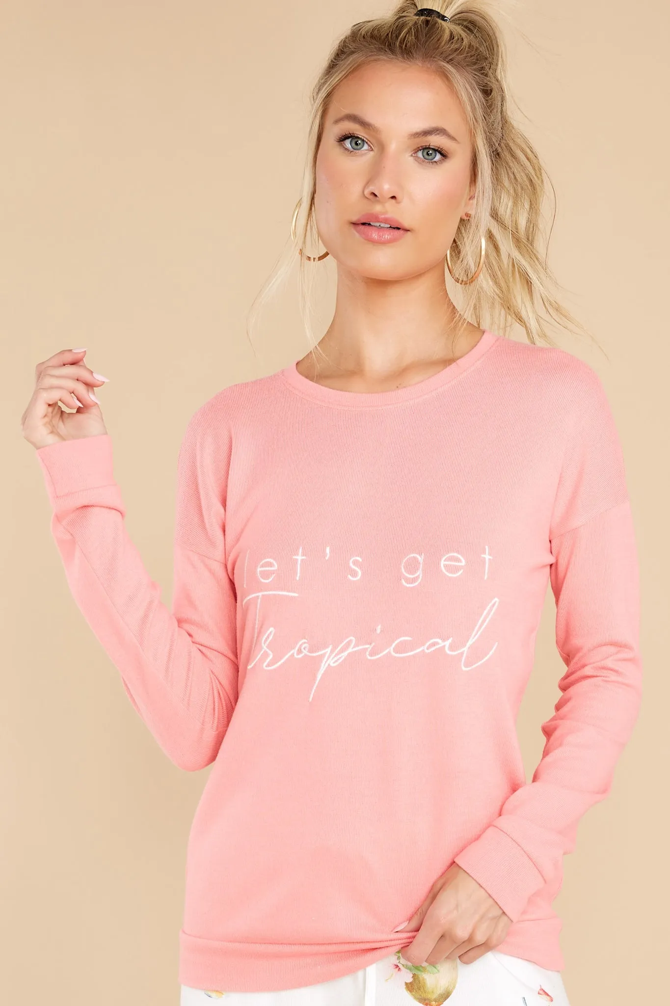 Let's Get Tropical Coral Long Sleeve Top