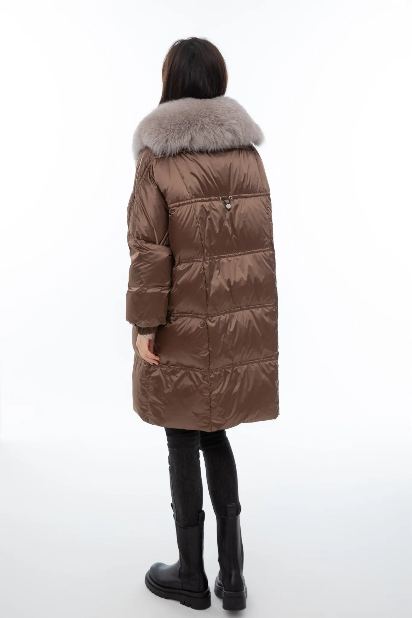 Luxurious Brown Oversize Long Down Jacket