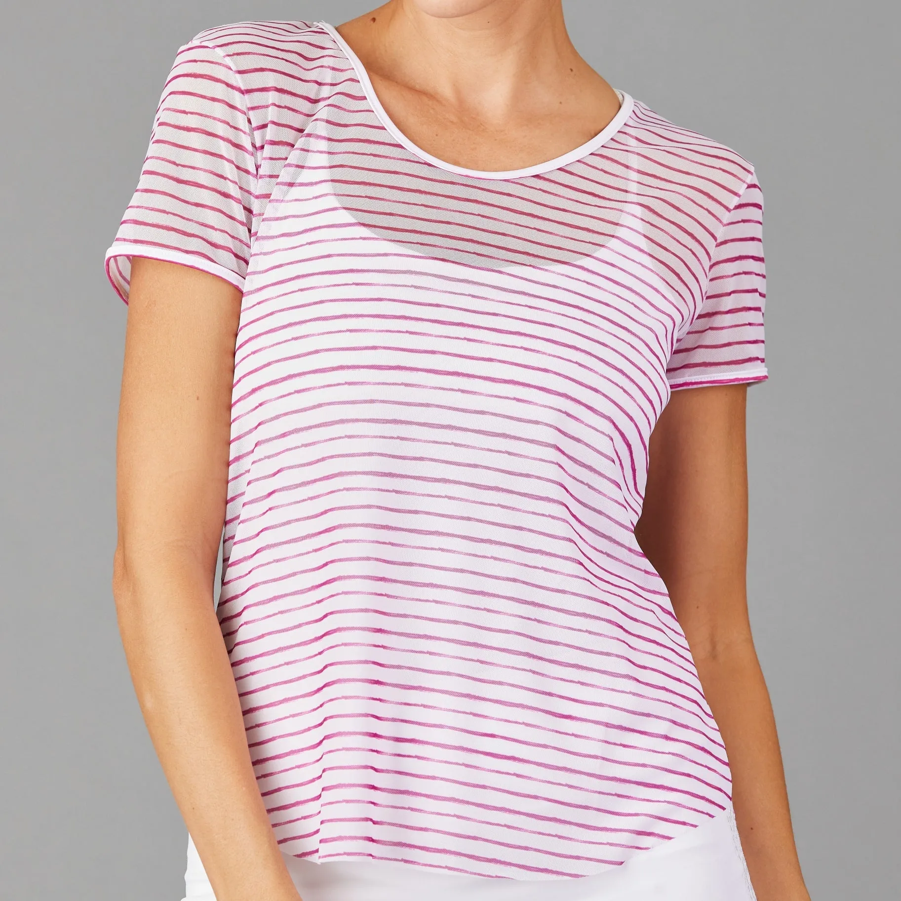 Meadow Mesh Layering Tee (stripe print)