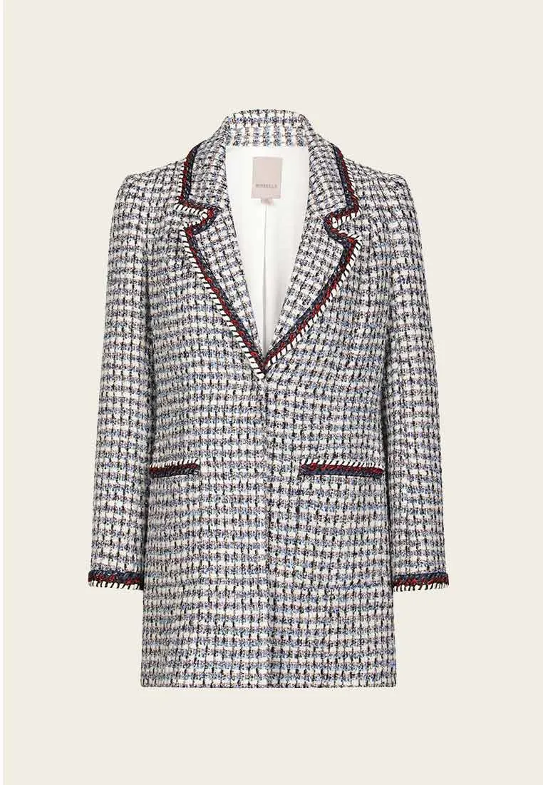 Mecca Plaid Tweed Long Blazer