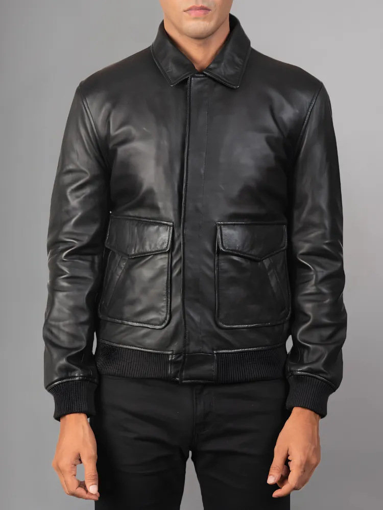 Men Real Leather Jackets Vintage Stand Collar