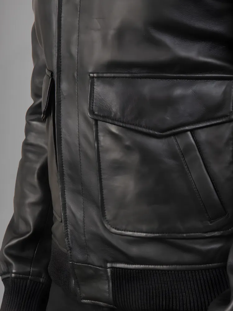 Men Real Leather Jackets Vintage Stand Collar