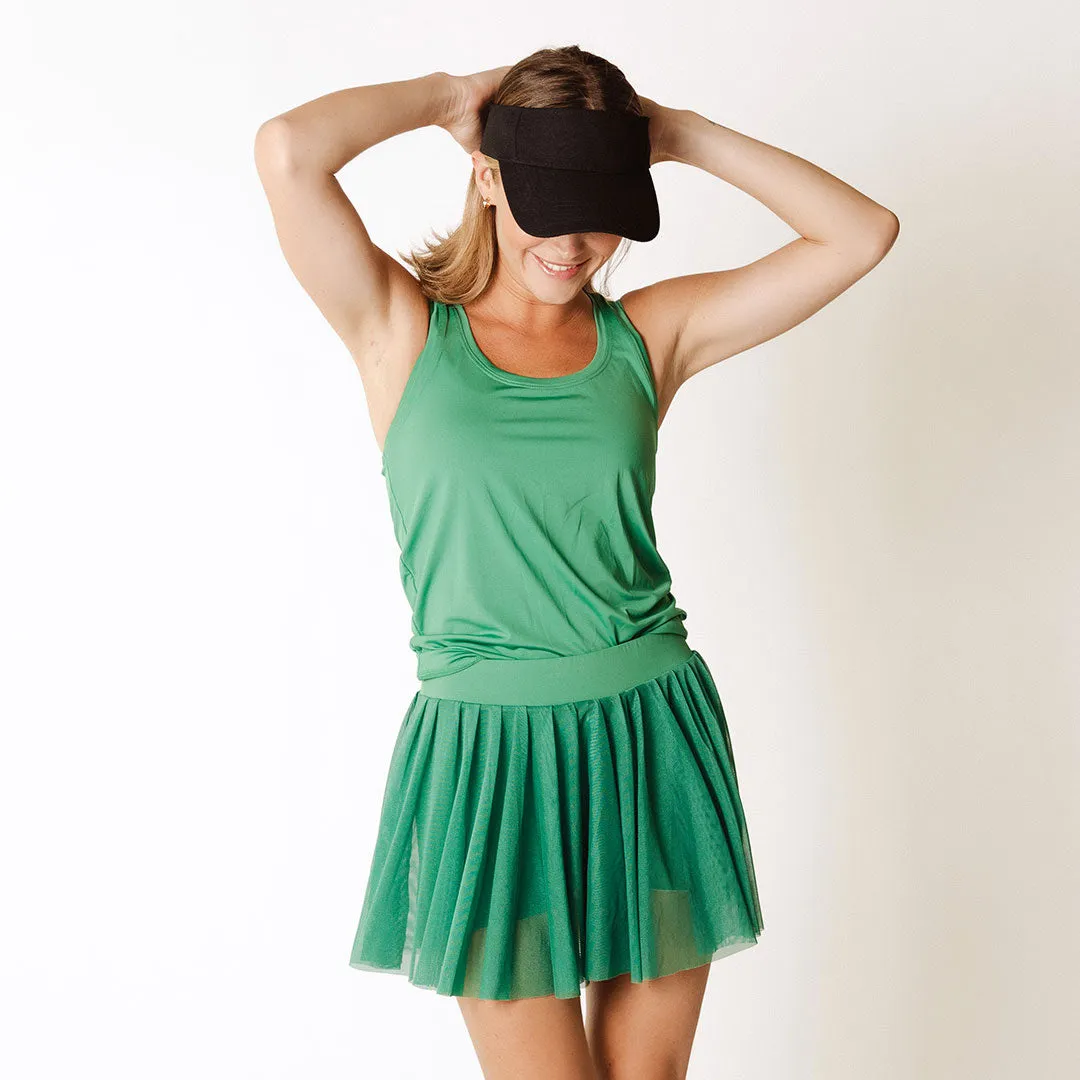 Mesh Tennis Skirt, Court Green