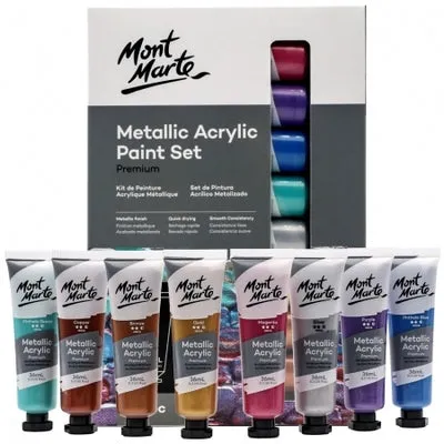 Metallic Acrylic Paint Set Premium 8pc x 36ml (1.2oz)