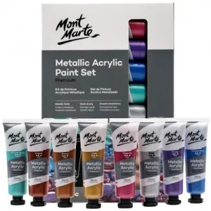 Metallic Acrylic Paint Set Premium 8pc x 36ml (1.2oz)