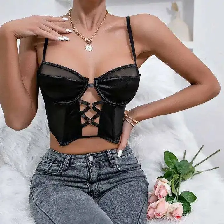 Myra Strap Criss Cross Front Bustier Cami Top