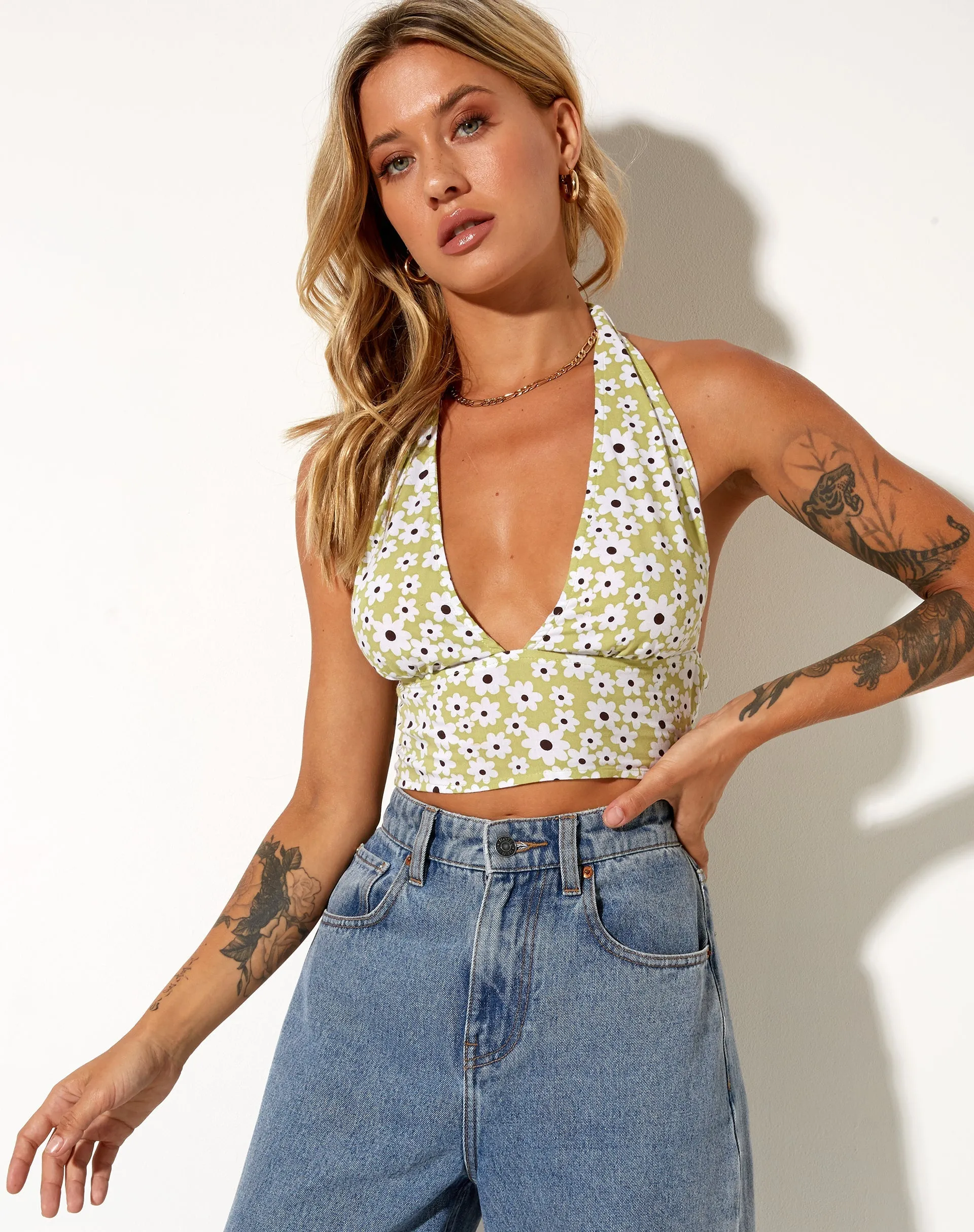 Nanda Crop Top in Daisy Duke Green