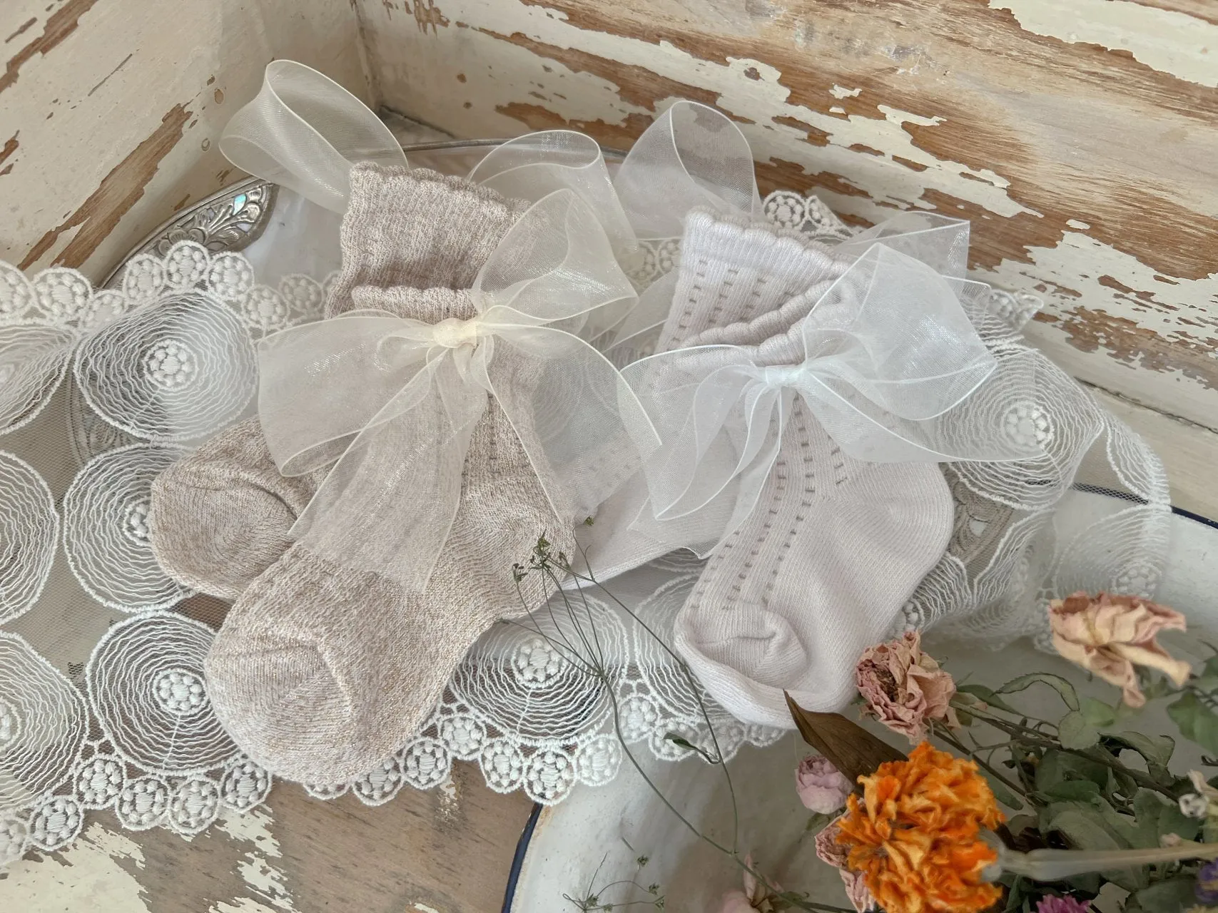 Organza Ribbon Baby Socks Set