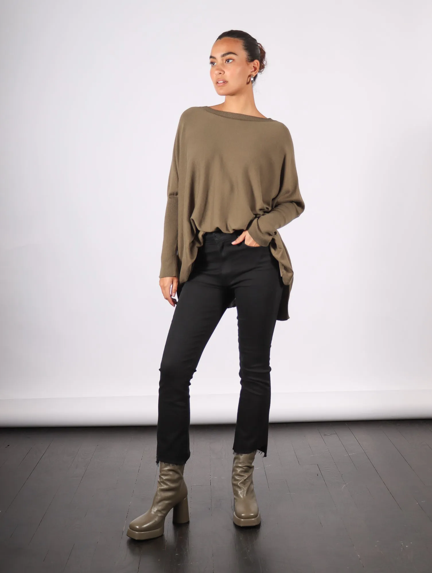 Oversized Crewneck Sweater in Loden by Planet