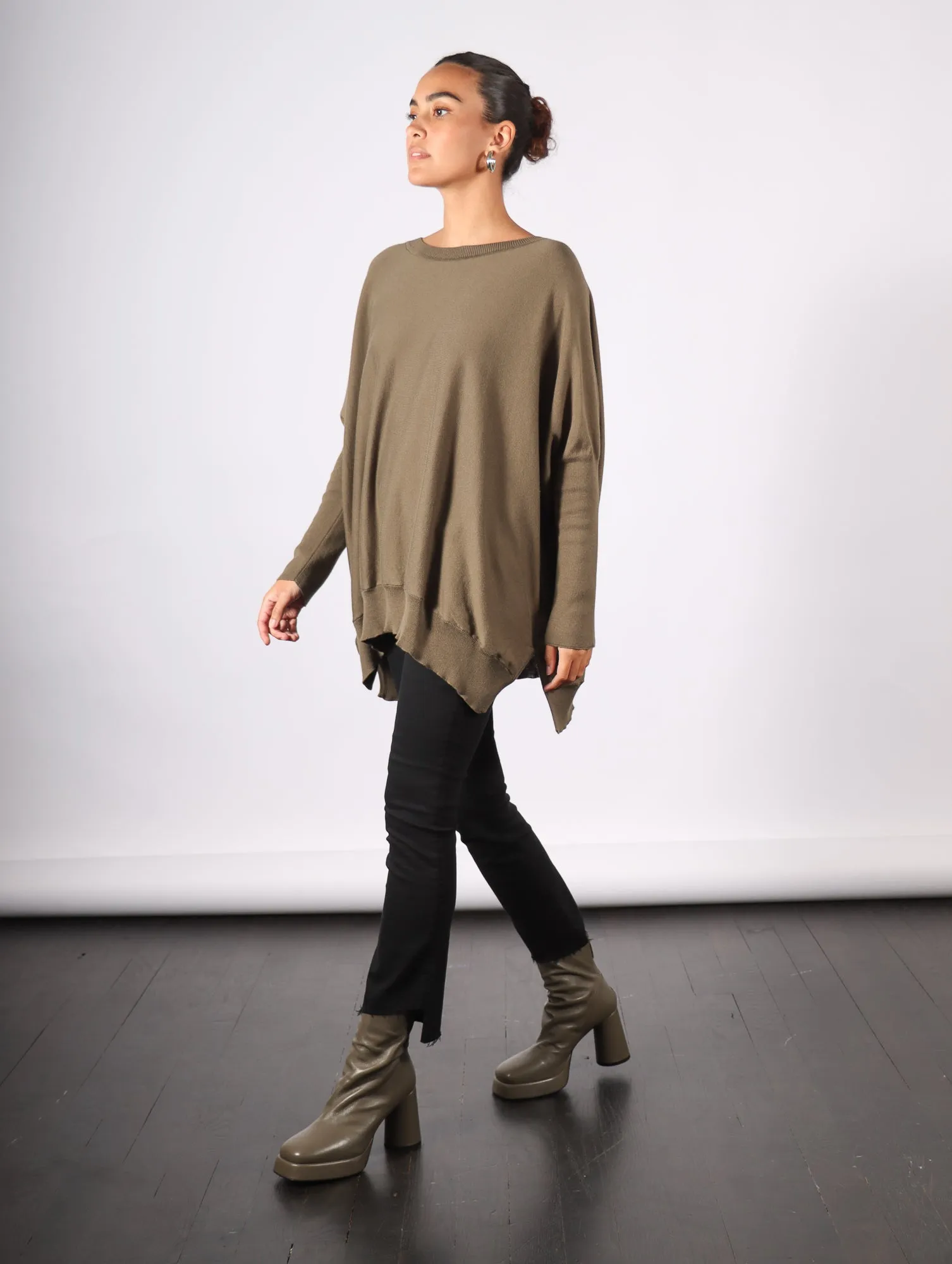 Oversized Crewneck Sweater in Loden by Planet