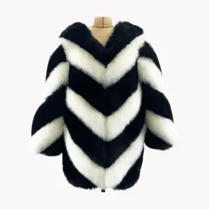 Pre Order:  Black and White Faux Fur Coat