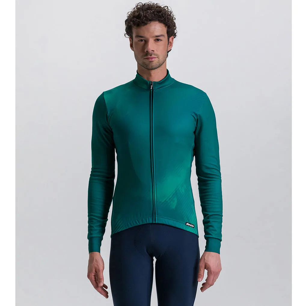 Santini Pure Dye Long Sleeve Jersey - Fluo Green