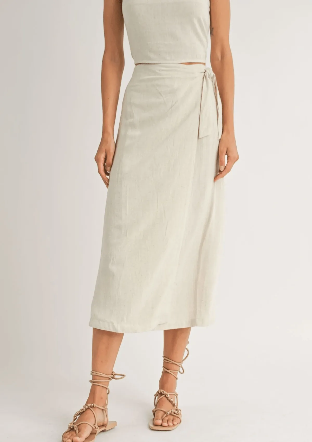 Sugarloaf Wrap Front Maxi Skirt - Oatmeal