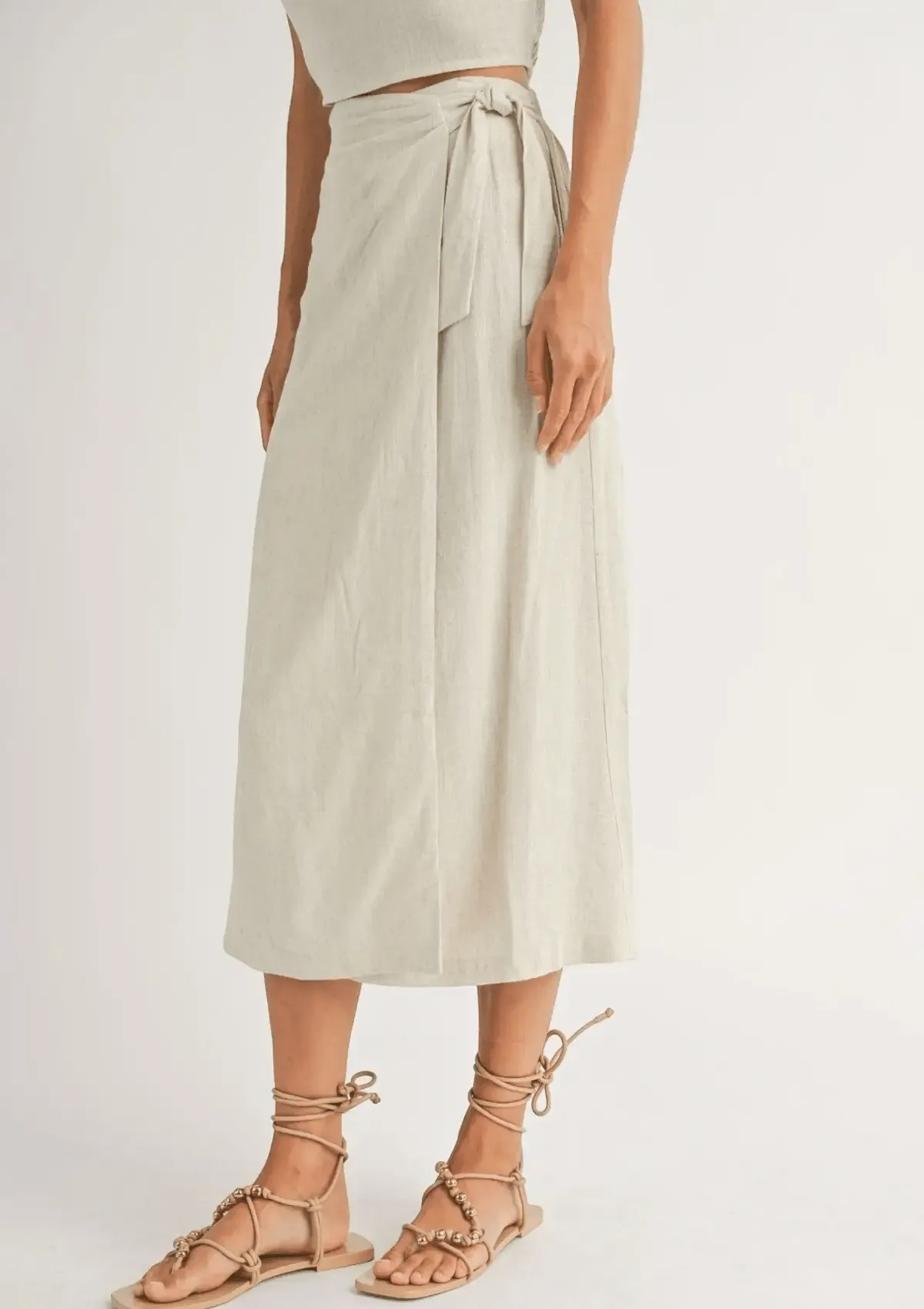 Sugarloaf Wrap Front Maxi Skirt - Oatmeal