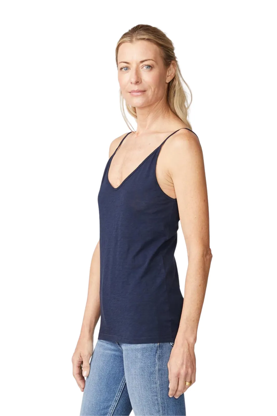 Supima Slub Jersey V-Neck Cami, New Navy