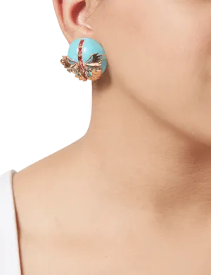 Turquoise Papilio Button Tops Stud Earrings