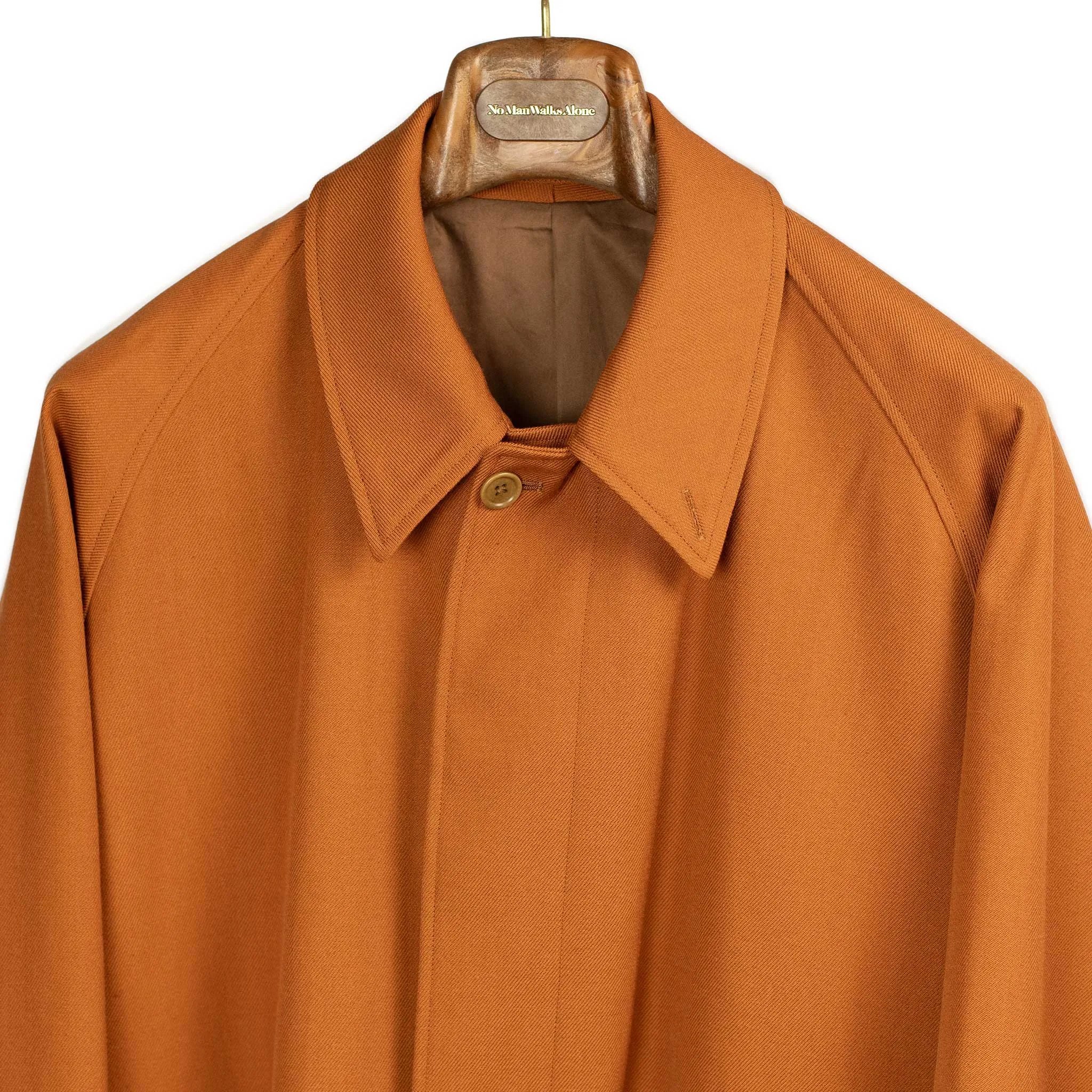 Walker Coat in burnt orange wool and cotton gabardine