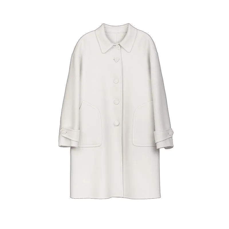 White Double-faced Square-Collar Overcoats