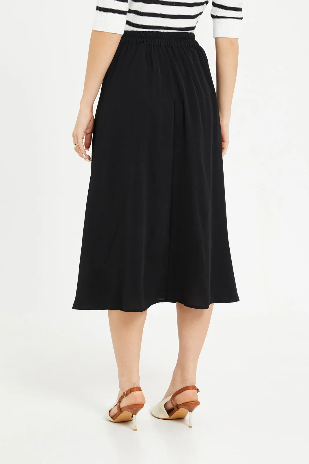 Women Black A-Line Elasticated Skirt