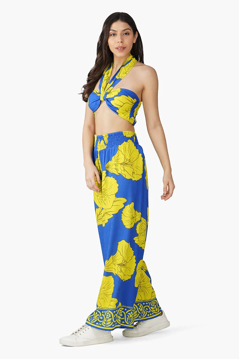 Yellow Daze Printed Halter Top